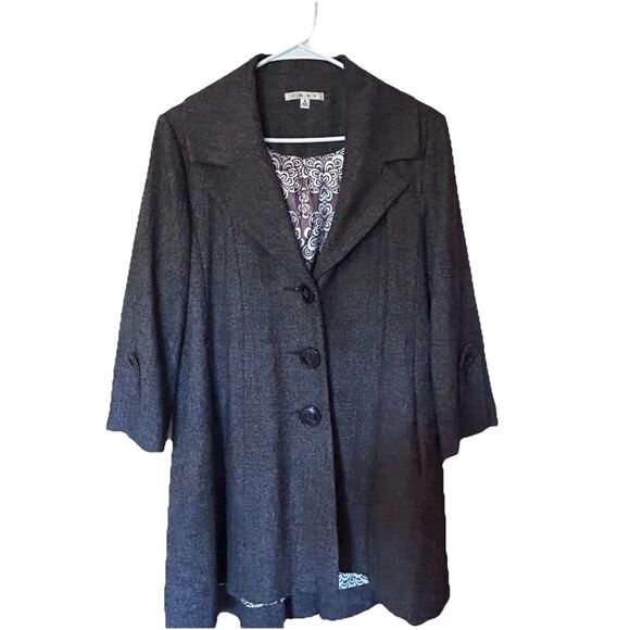 CABI Women’s Gray Wool Tweed Lined Shakespeare Swing Preppy Coat Size 6 - Picture 1 of 15
